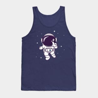 Cute Astronaut Flying In Space Cartoon Tank Top